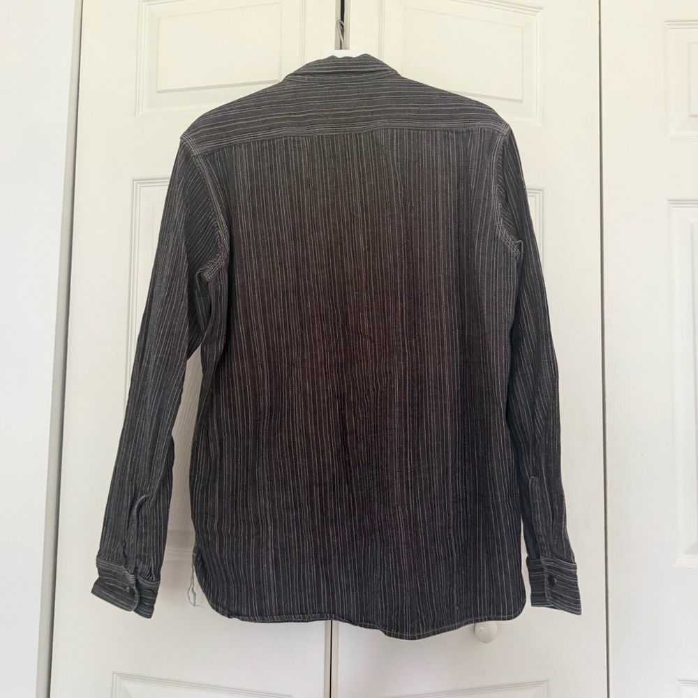 Gustin #8 Japan Wabisabi Workshirt Gray Stripe Button Down Shirt Long Sleeve XXL - Picture 9 of 9